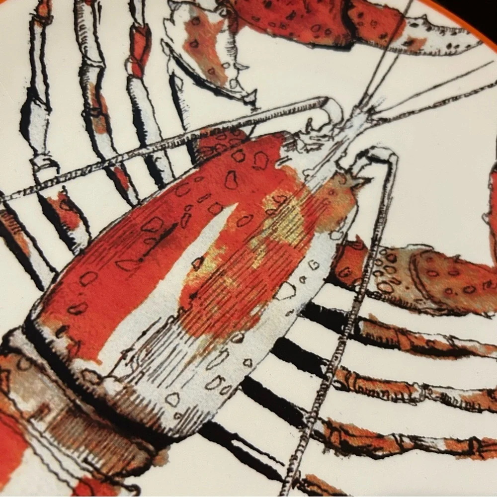 Williams Sonoma 2011 Seafood Boil Plate Dish Lobster white orange black
